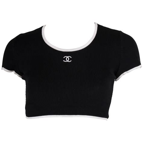 chanel cropped logo shirt|Chanel blouses and tops.